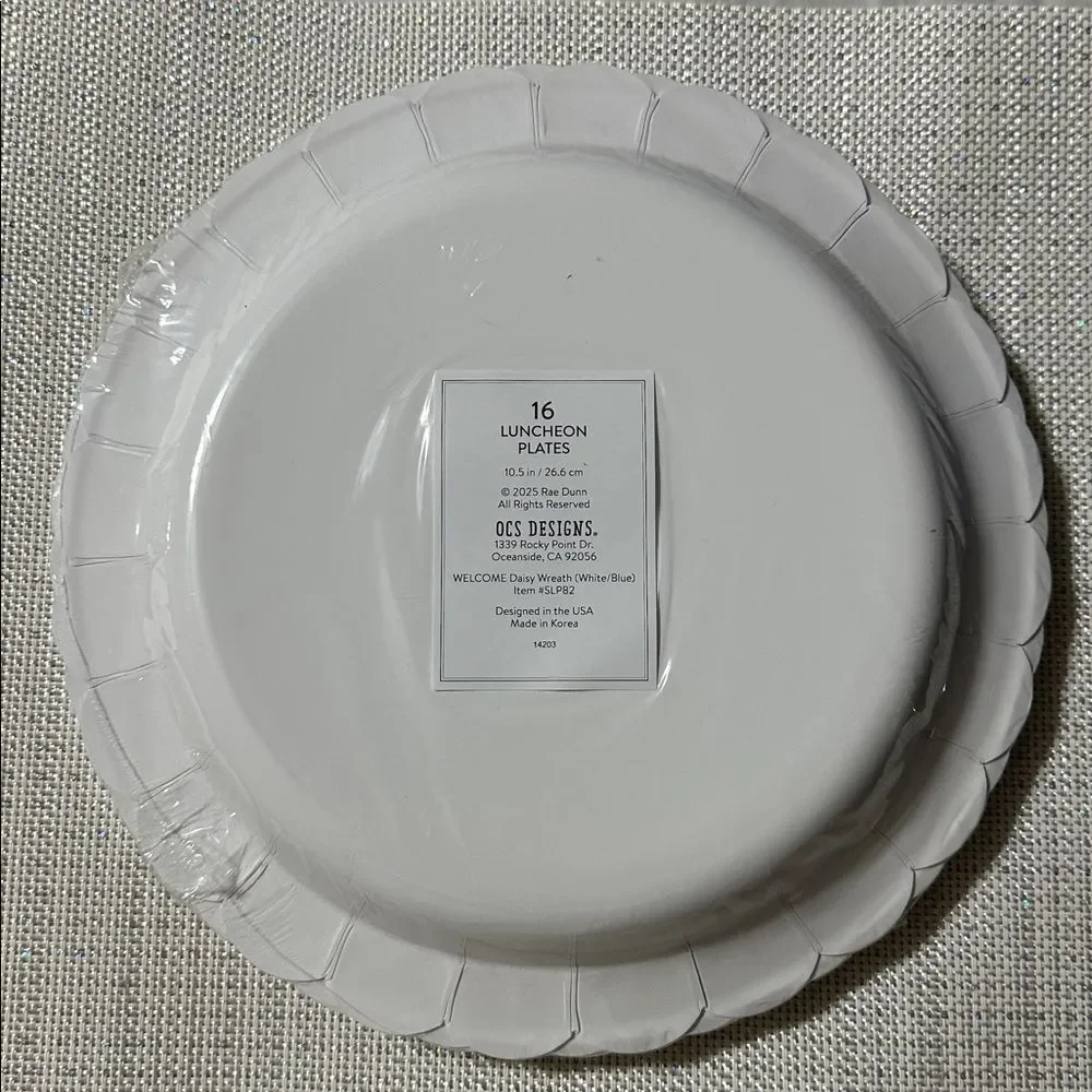 RAE DUNN 16 Lunch Plates & 40 Napkins HAPPY EASTER. White Blue Floral Bundle